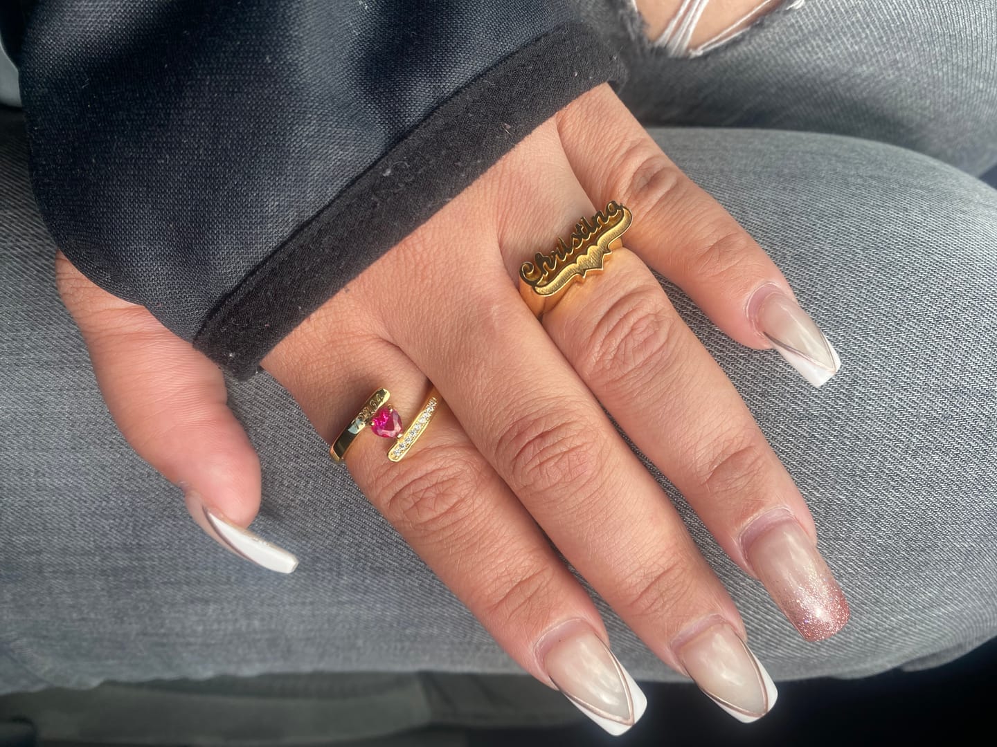 Customer photo review of Engraved Birthstone Ring