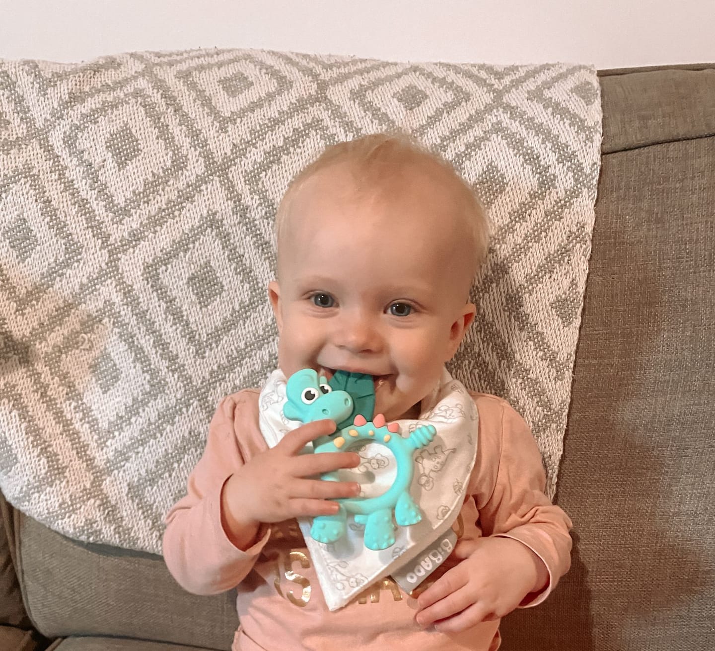 Customer photo review of Teething Toy: Dotty the Dinosaur™