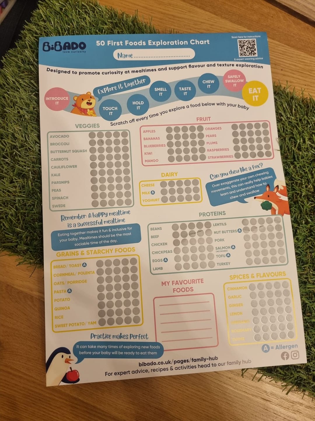 Customer photo review of 50 First Foods Exploration Tick Chart
