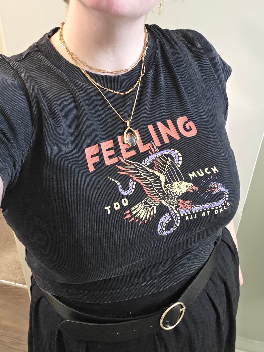 Customer photo review of Feeling Too Much Ribbed Baby Tee