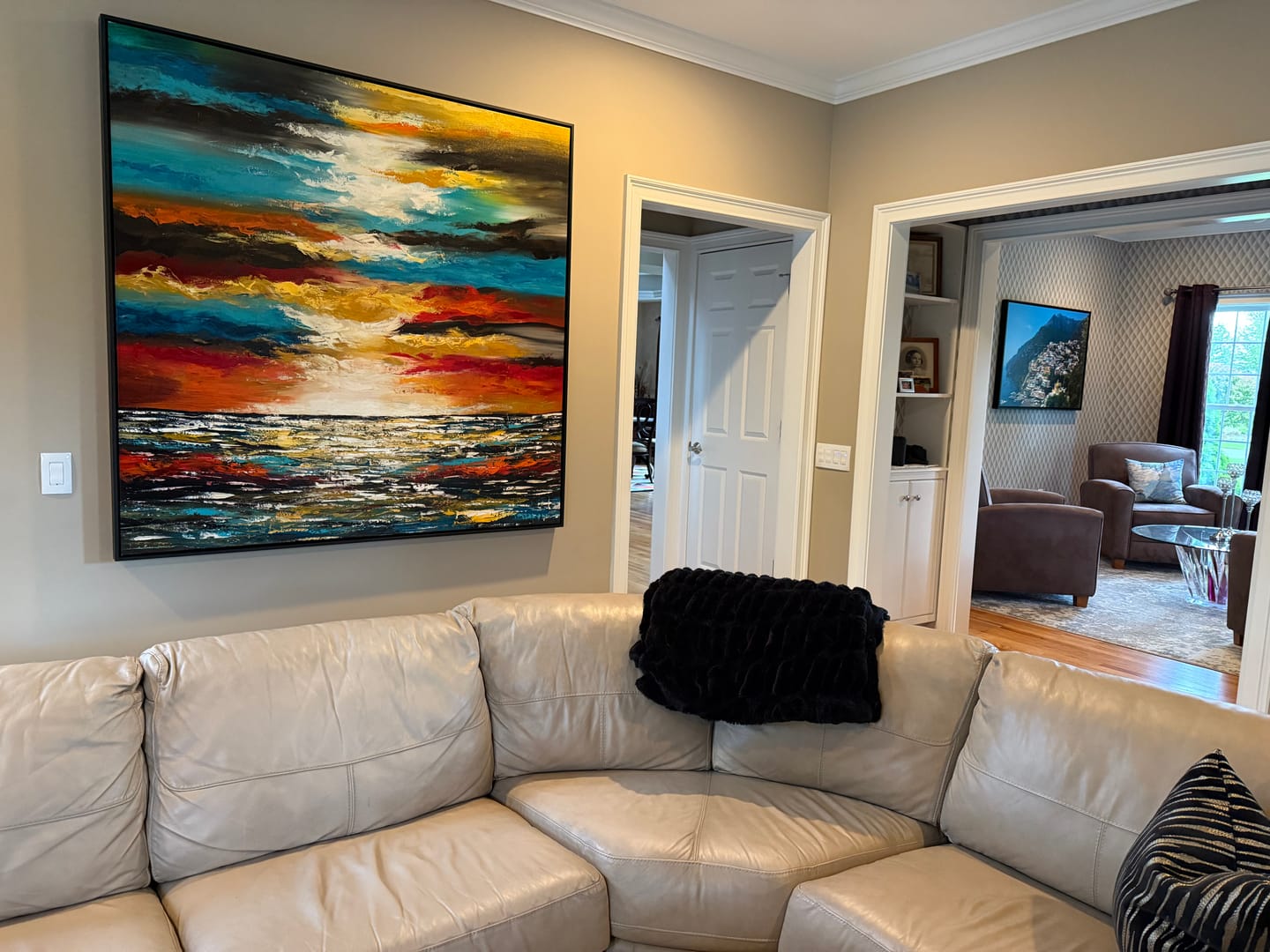 Customer photo review of Large Ocean Art Oil Painting on Canvas Modern Wall Art Seascape Painting - Amazing Ocean