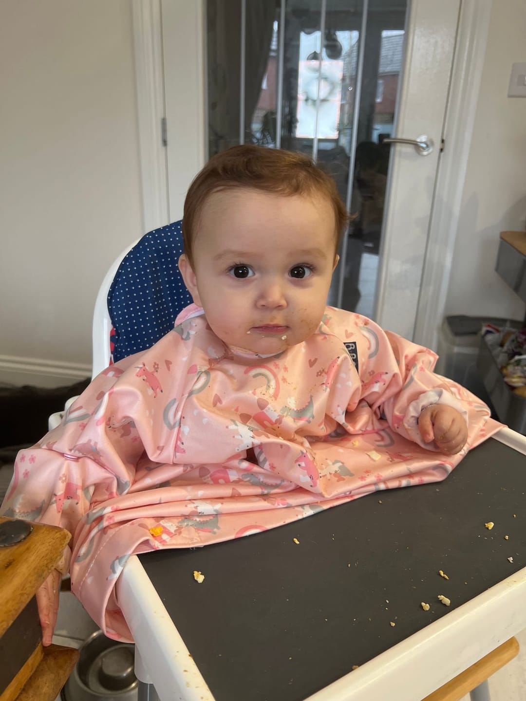 Customer photo review of zArchive My First Weaning Essentials Coverall & Matching Cutlery Set