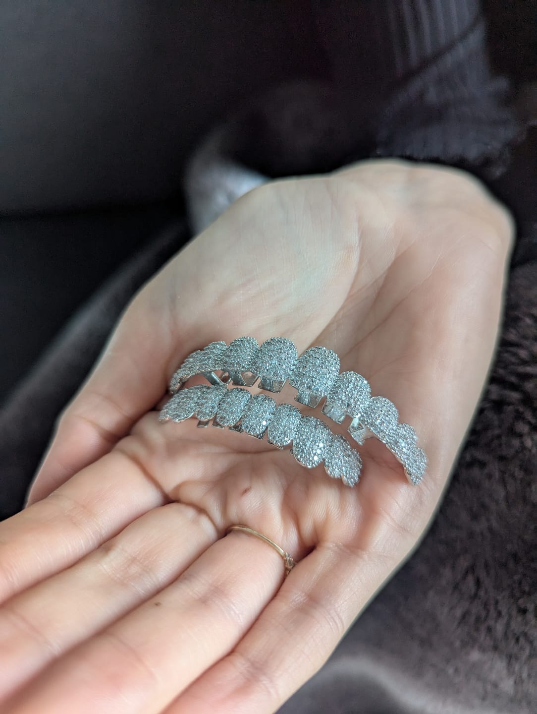 Customer photo review of 18k Gold Diamond Grillz