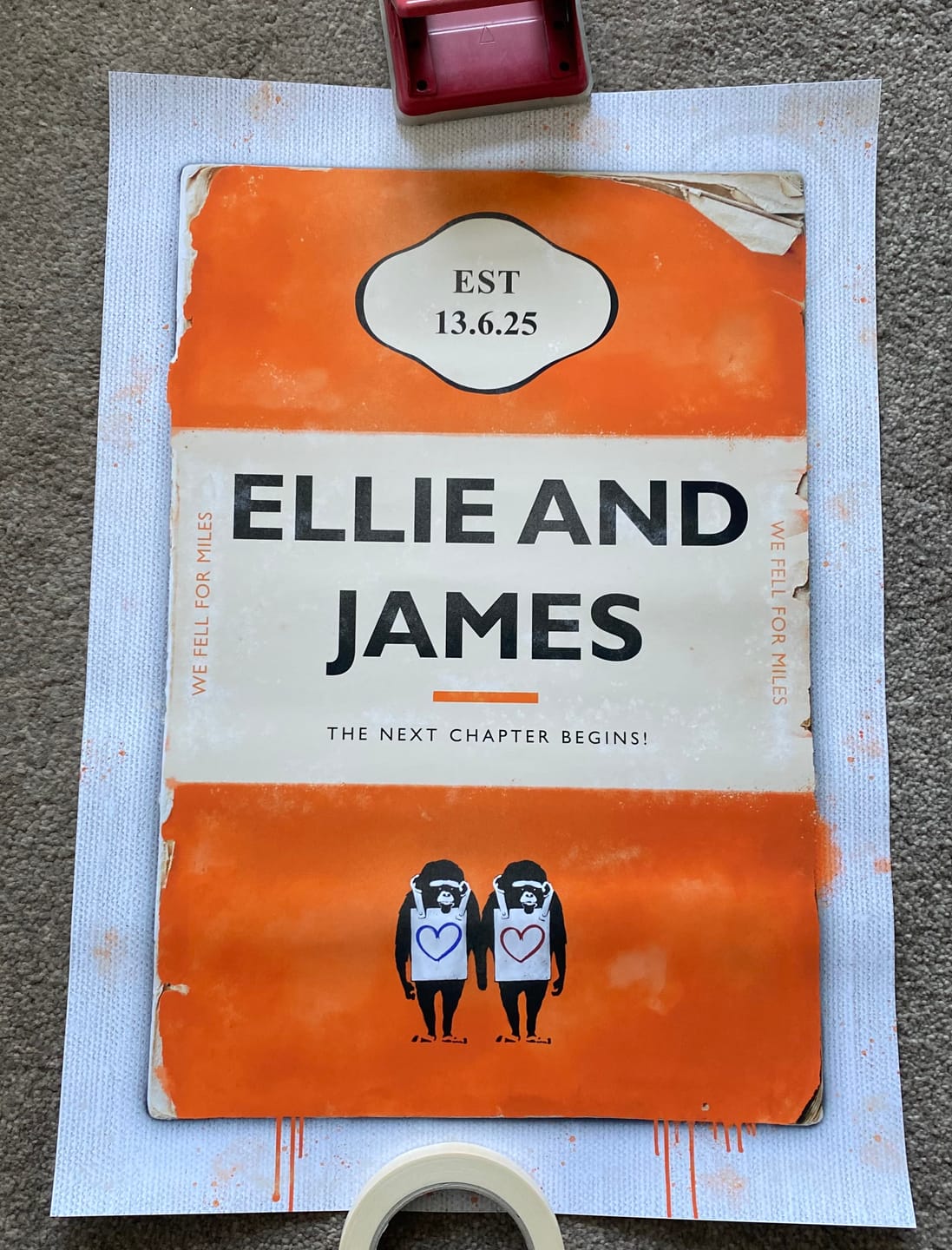 Customer photo review of Personalised Book Cover Art Print (Couples Edition)