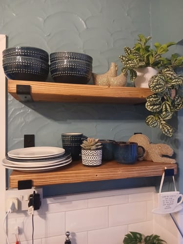 Customer photo review of Set of 2 | Rustic Wooden Wall Shelves with Industrial Style Bracket | 22.5cm depth