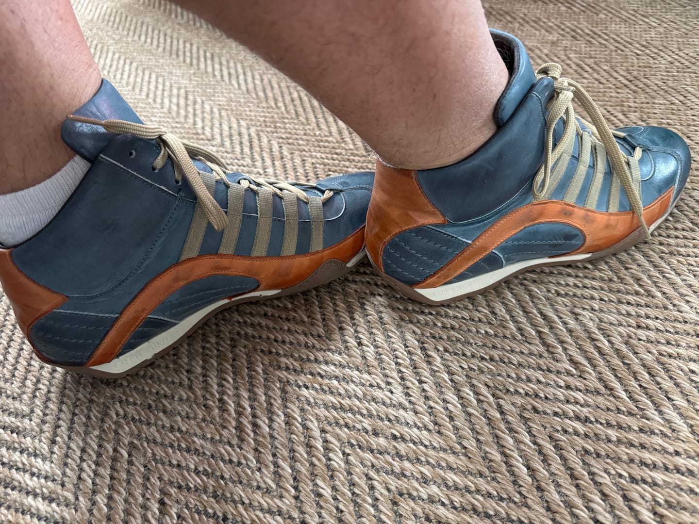Customer photo review of ***NEW*** Men's GrandPrix High-Top Sneaker in Monza Indigo 2.0 (Navy and Brown)