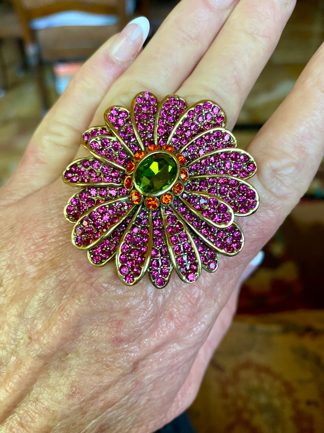 Customer photo review of Heidi Daus®"Gerber Daisy Crazy" Crystal Floral Ring