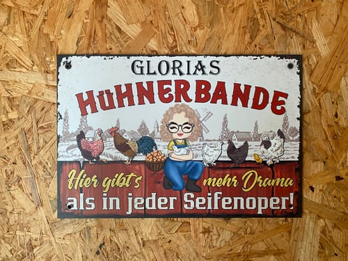 Customer photo review of Personalisiertes Gartenschild mit Hühner Motiv