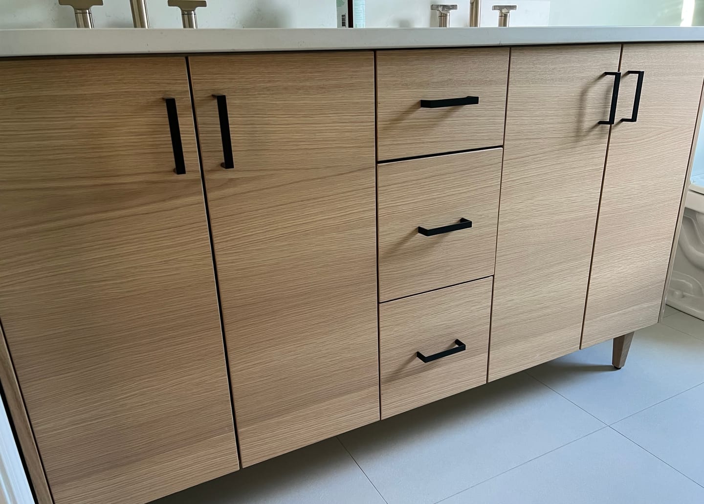 Customer photo review of Ashbury 60" Natural White Oak Bathroom Vanity, Double Sink