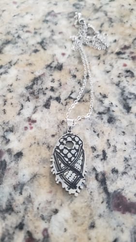 Customer photo review of Draped Keffiyeh Necklace