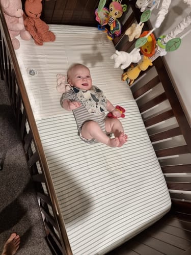 Customer photo review of Silk Cot & Bassinet Sleeve 100% Pure Mulberry Silk Slip for Baby Cribs - Pearl White