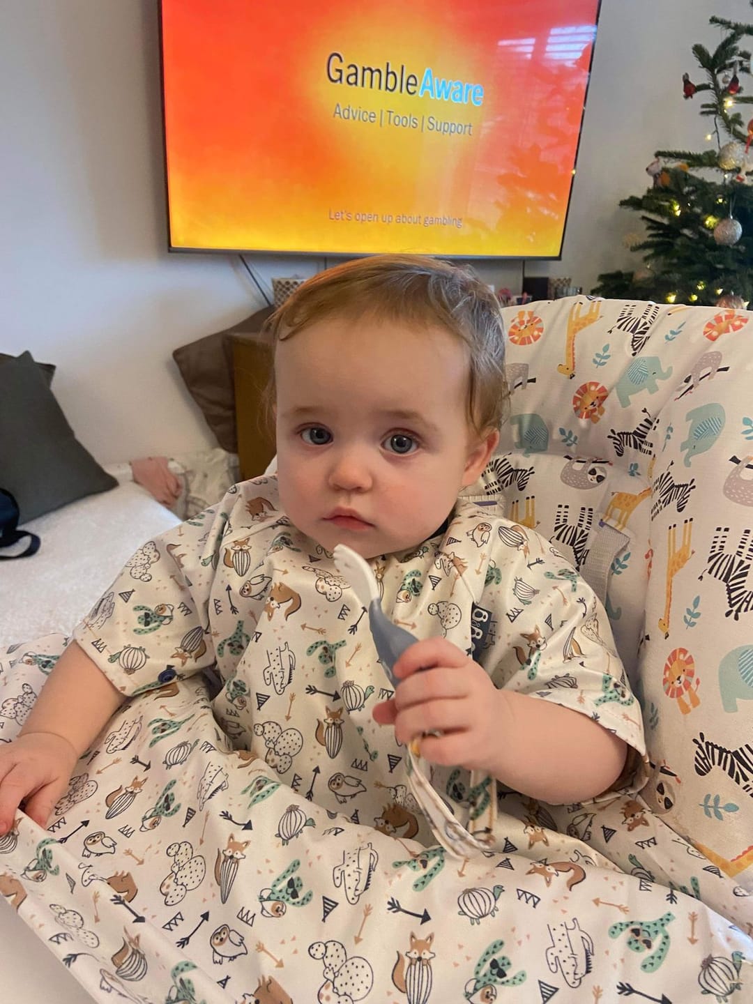 Customer photo review of zArchive My First Weaning Essentials Coverall & Matching Cutlery Set