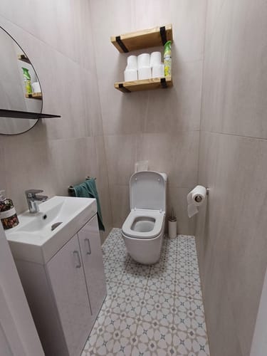 Customer photo review of Set of 2 | Rustic Wooden Wall Shelves with Industrial Style Bracket | 22.5cm depth