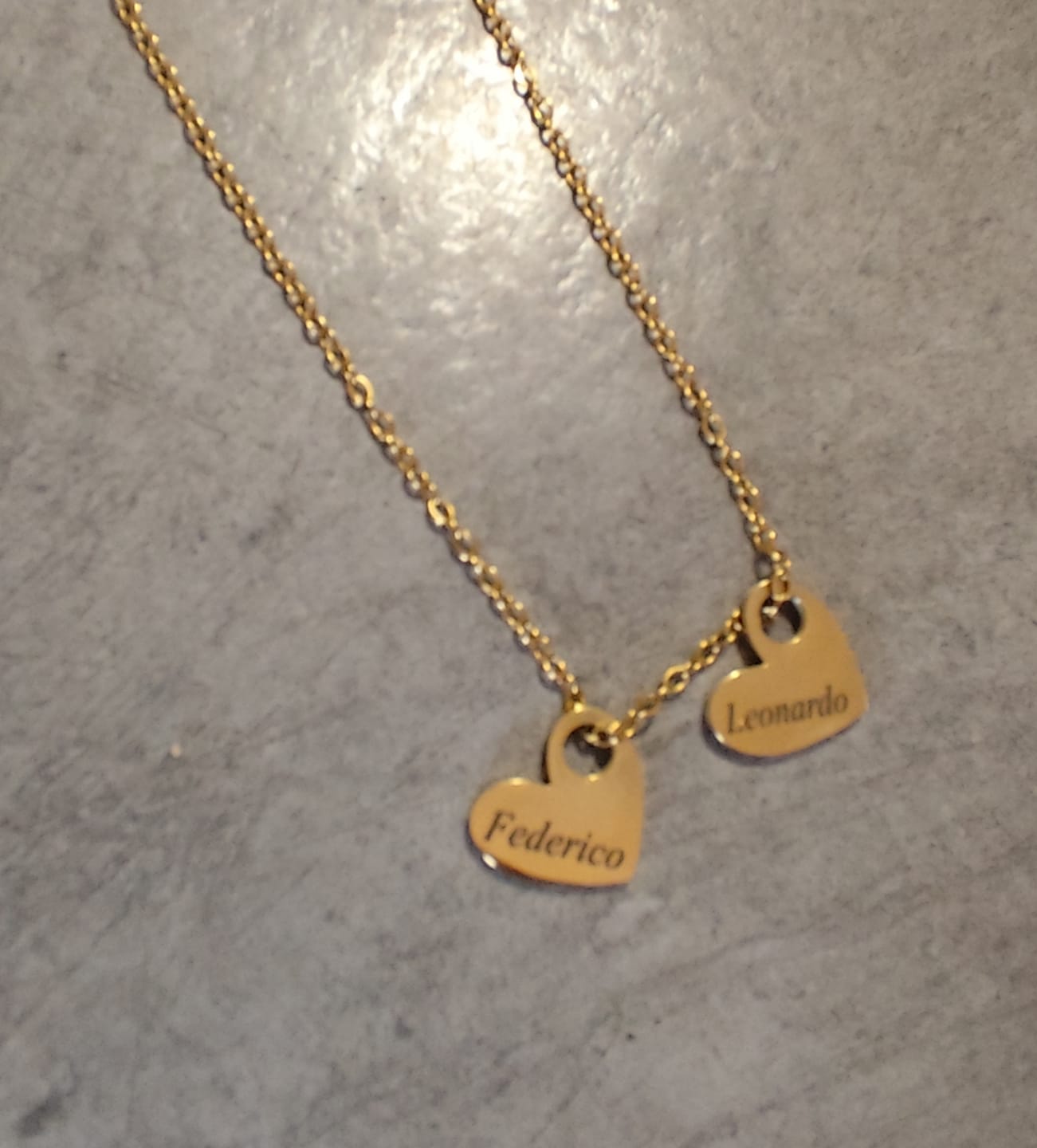 Customer photo review of Collana Cuoricini con Nomi Incisi ✦ Cuori di Mamma
