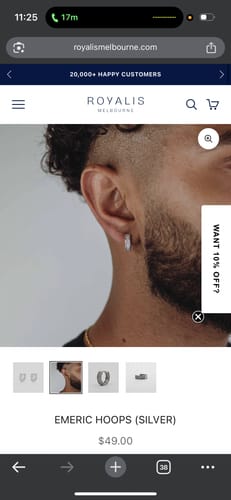 Customer photo review of Leon Studs (White Gold)