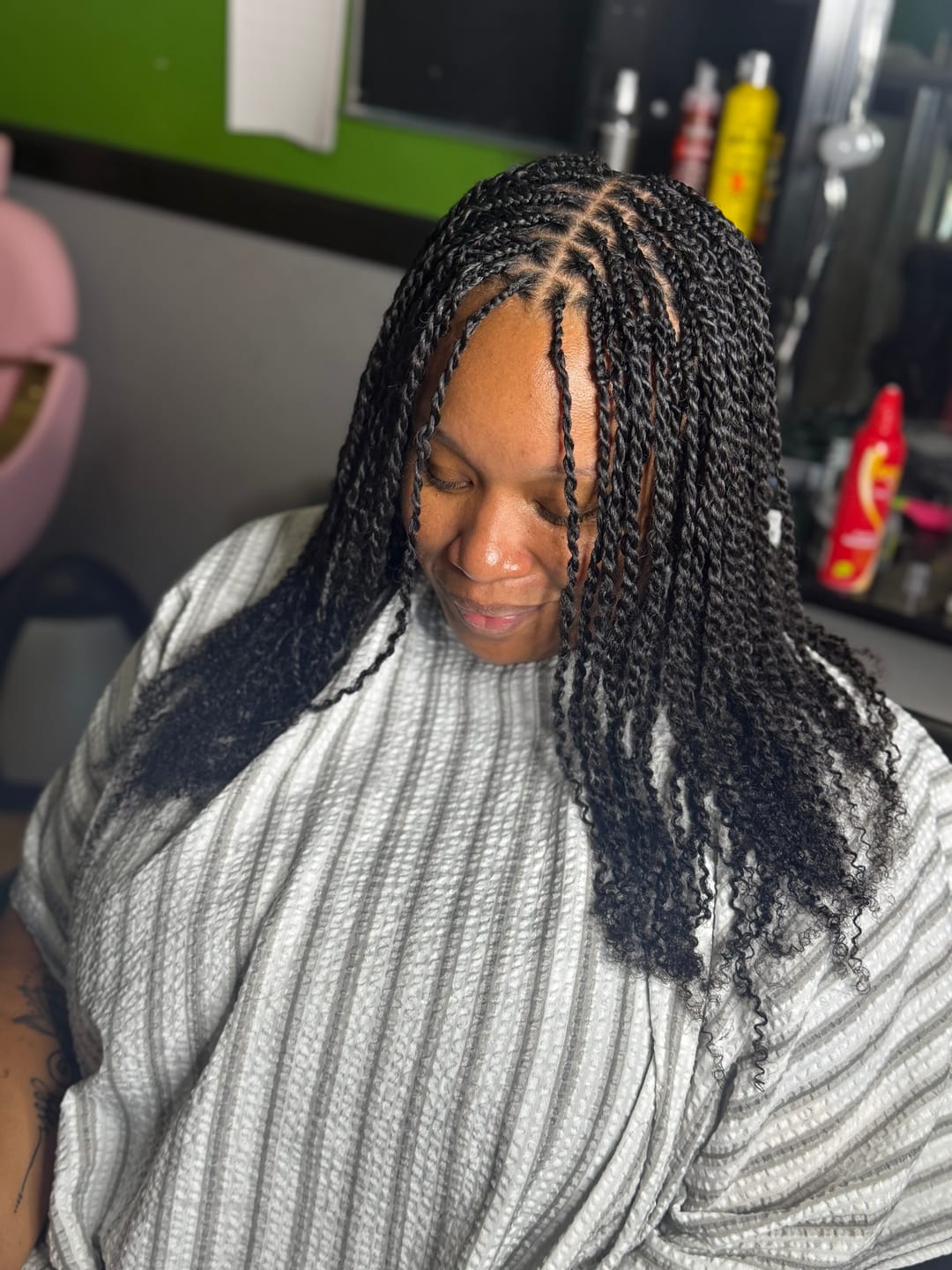 Customer photo review of Afro Kinky Curly Bulk Hair Extensions for Braiding