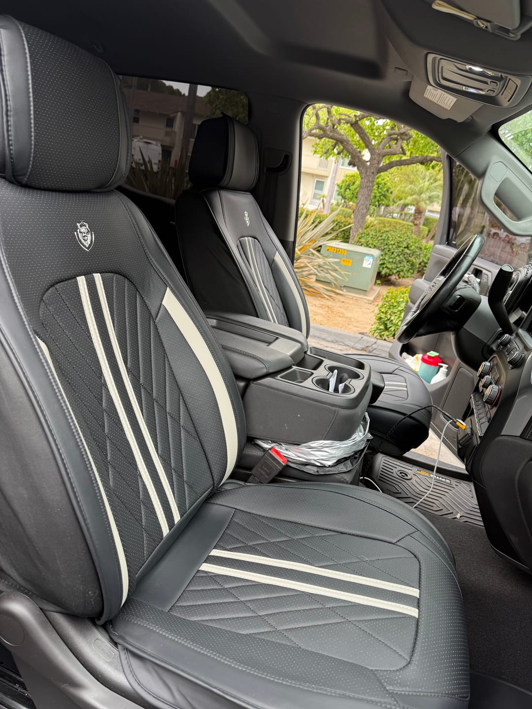 Customer photo review of Black & Gray Seat Cover