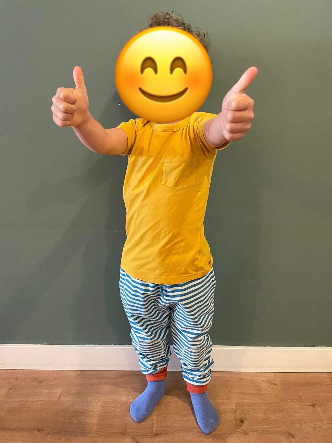 Customer photo review of Blue Striped Marl Organic Comfy Joggers