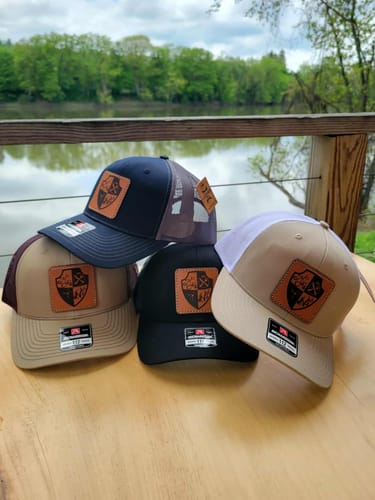 Customer photo review of Custom Leather Patch Hats Richardson 112 Laser Engraved