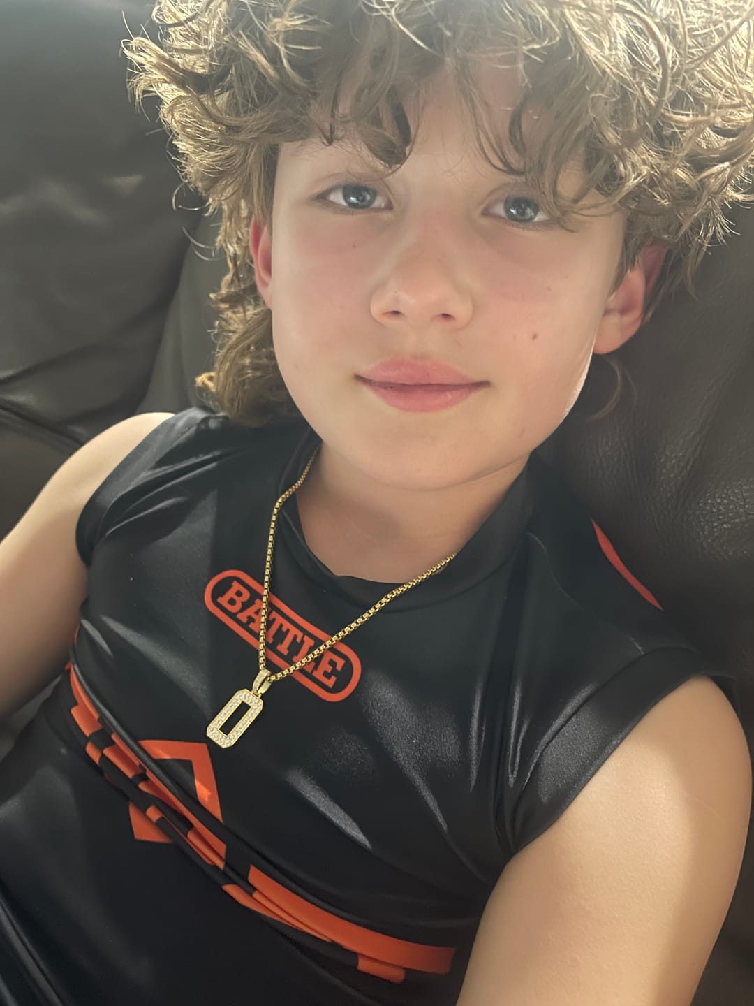 Customer photo review of Iced Jersey Number Pendant with Moissanite Diamonds (18K Gold Vermeil)