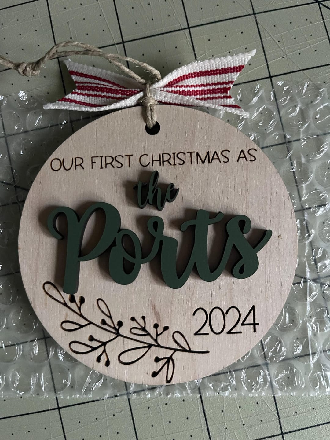 Customer photo review of Our First Christmas Married Ornament 2025