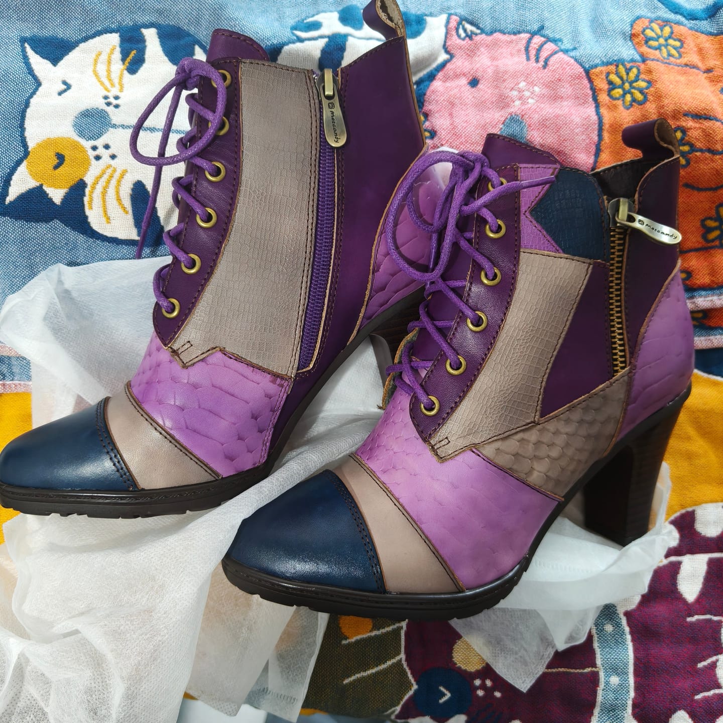 Customer photo review of Urban Mosaic Patchwork Ankle Boots