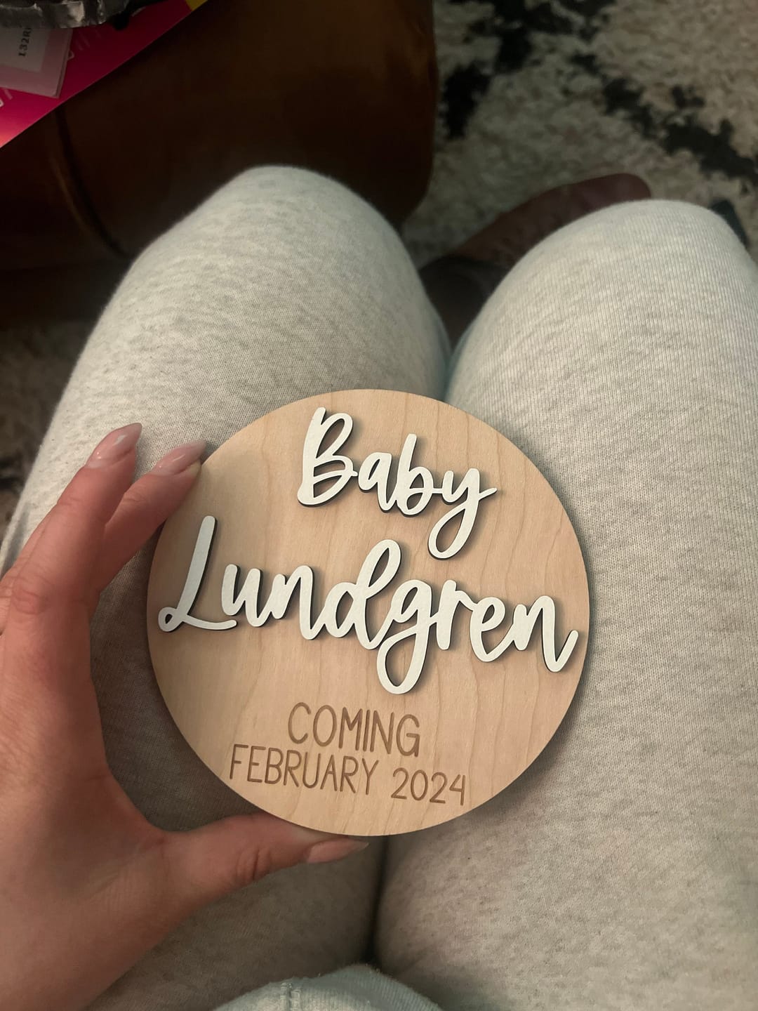 Customer photo review of Pregnancy Announcement Sign