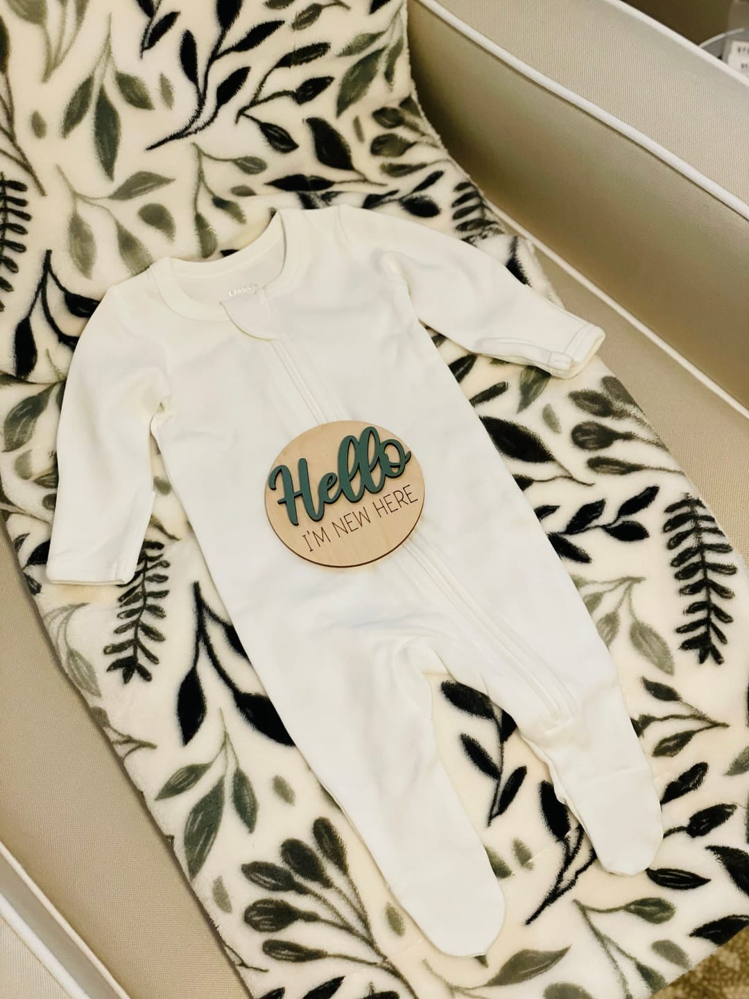 Customer photo review of Wooden Monthly Baby Milestones