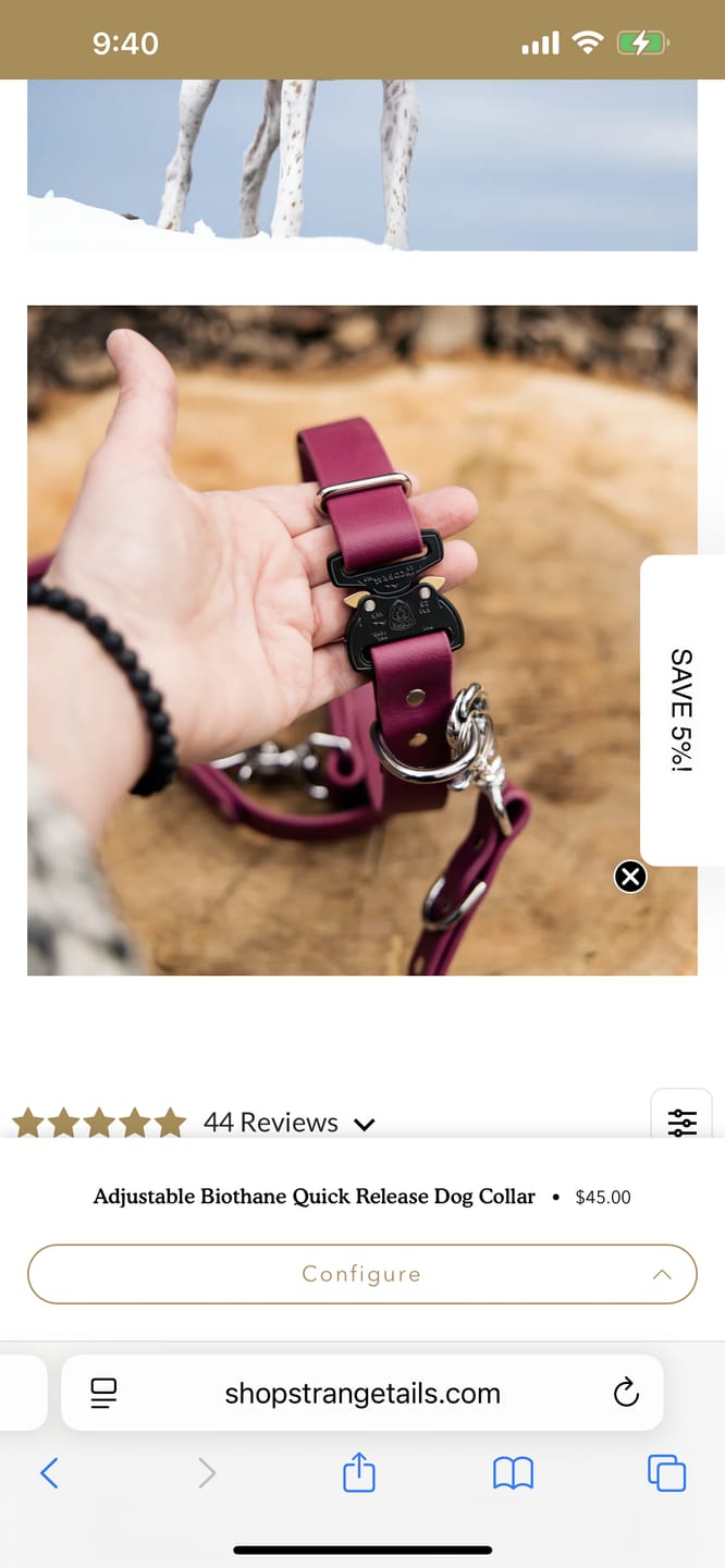 Customer photo review of Adjustable Biothane Quick Release Dog Collar
