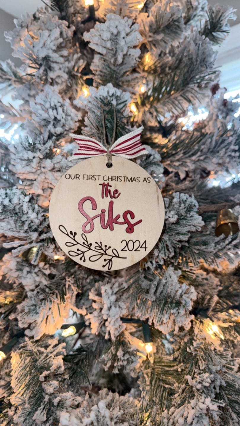 Customer photo review of Our First Christmas Married Ornament 2025