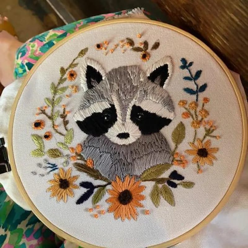 Customer photo review of Rubbyoo Embroidery Kit - Baby Racoon