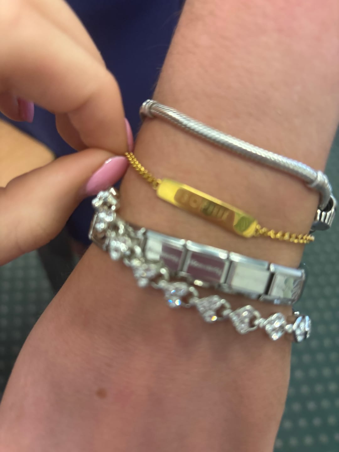 Customer photo review of The Engraved Bracelet Gold