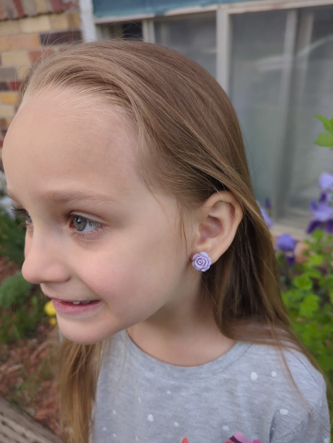 Customer photo review of Matte Rose Studs Hypoallergenic Earrings for Sensitive Ears Made with Plastic Posts