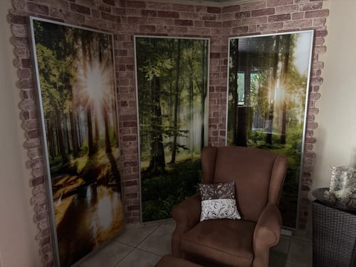Customer photo review of Wechselmotiv Acrylglas Canvalight® DIA | Wiese mit blühendem Baum | Schmal