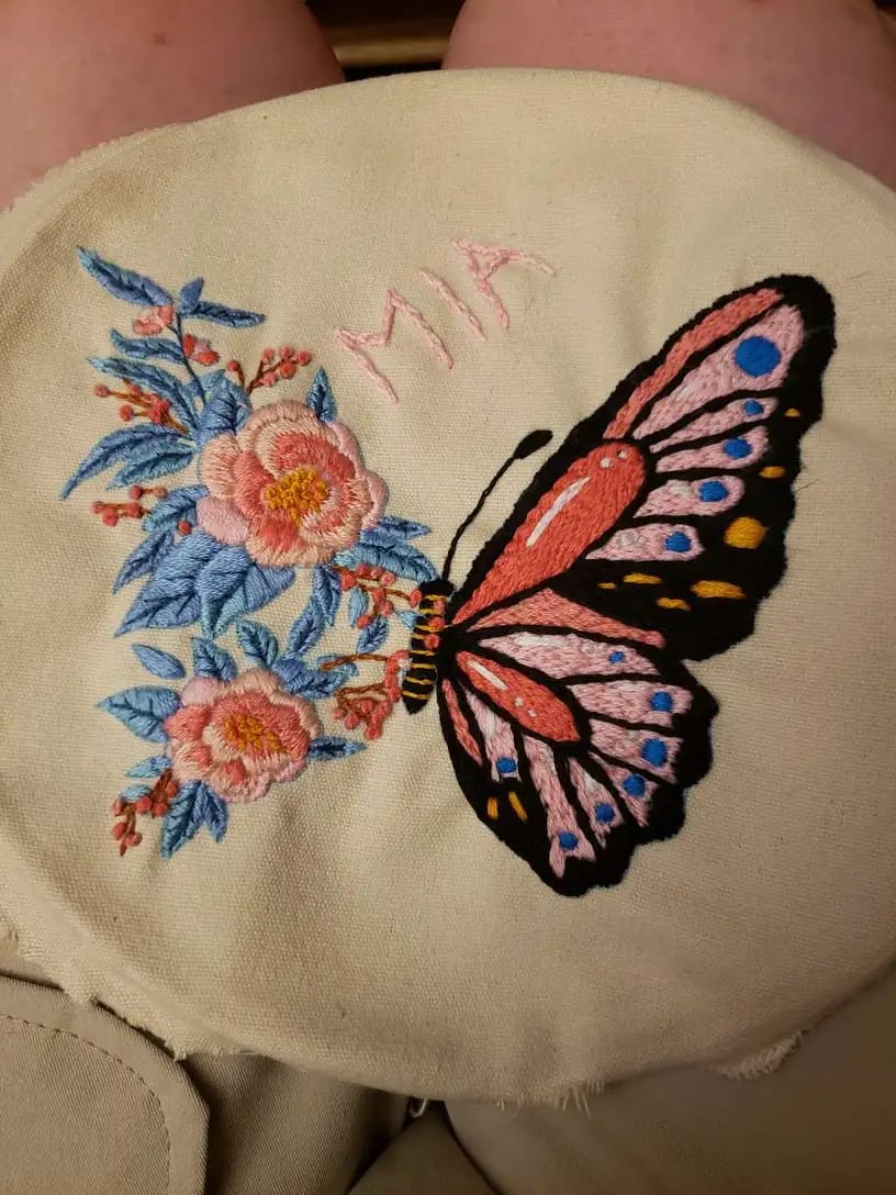 Customer photo review of Rubbyoo Embroidery Kit - Butterflies And Flowers