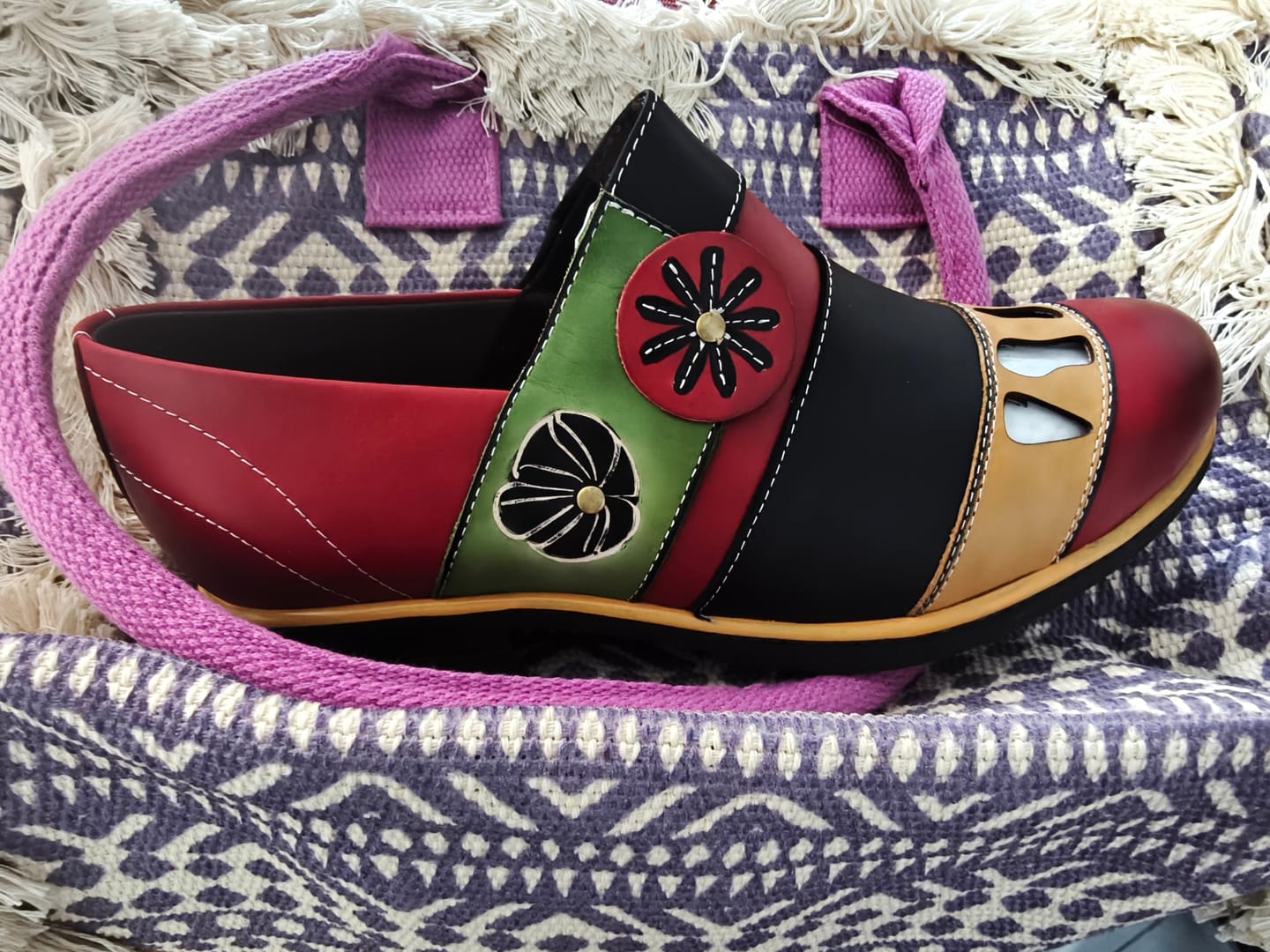 Customer photo review of Floral Color-Block Loafers Flats