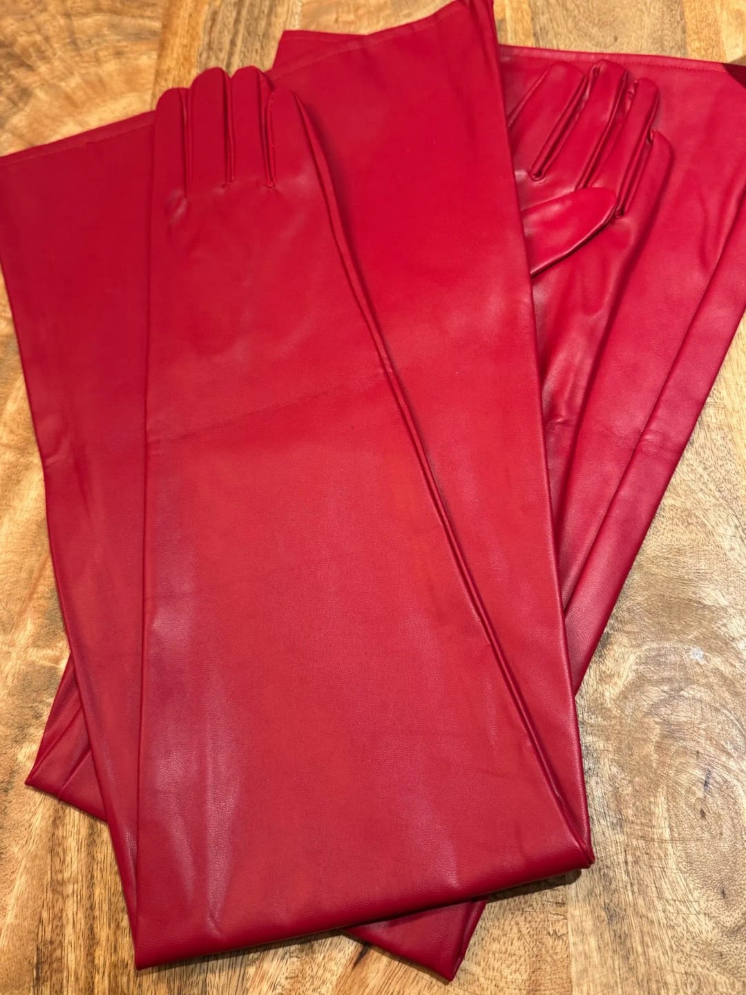 Customer photo review of PU Leather Long Gloves 85cm Draped Silhouette Driving — Black | KIMLUD