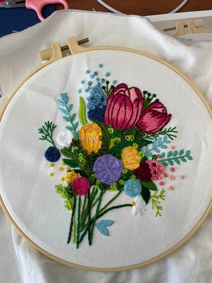 Customer photo review of Rubbyoo Embroidery Kit - Flower Bouquet