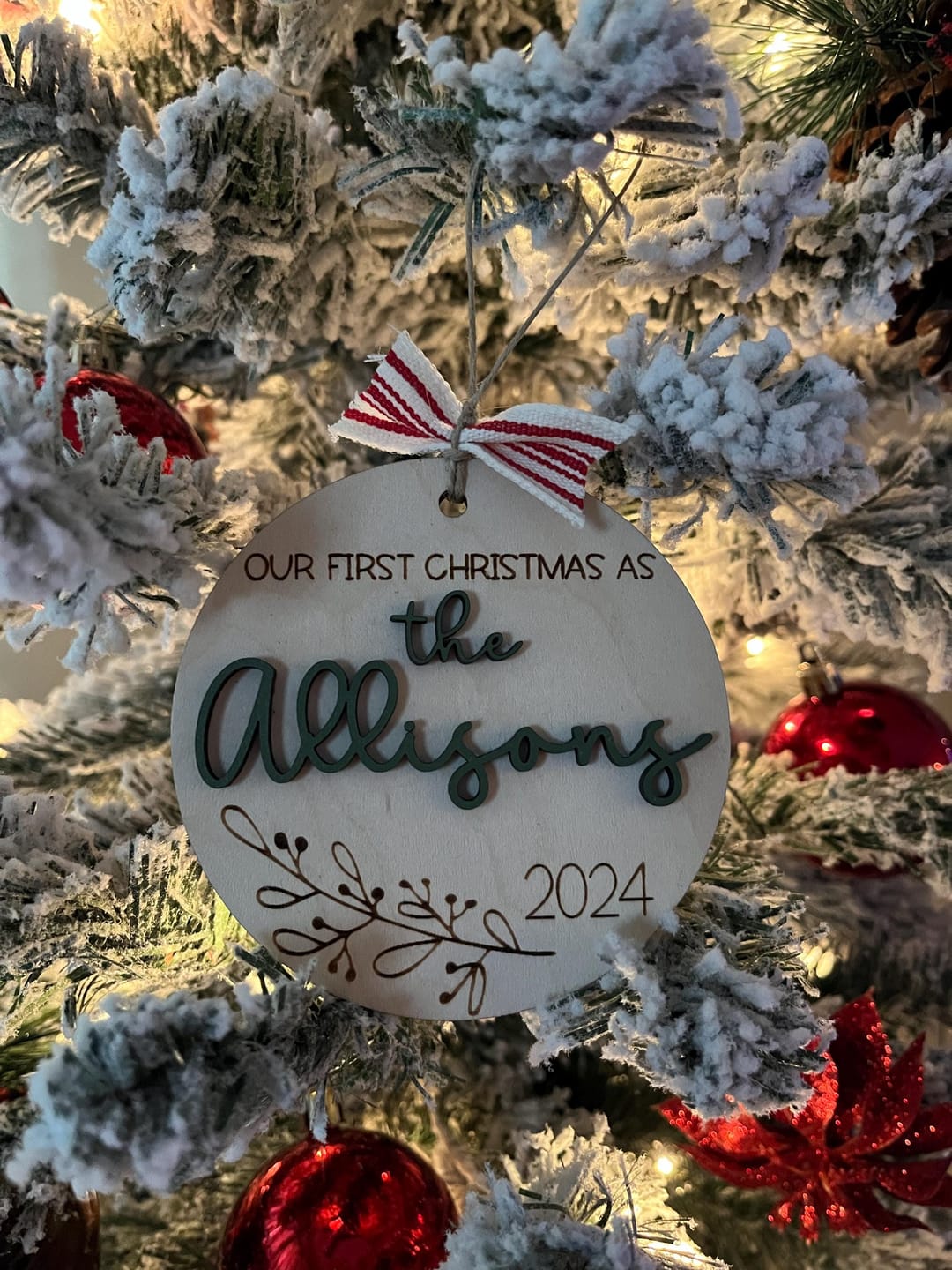 Customer photo review of Our First Christmas Married Ornament 2025