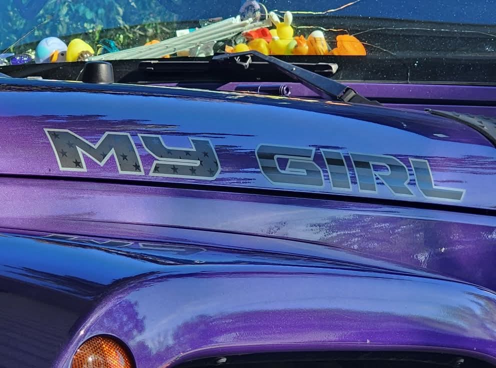 Customer photo review of Premium Black Flag Hood Lettering | Set of 2