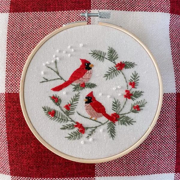 Customer photo review of Rubbyoo Embroidery Kit - Cardinals