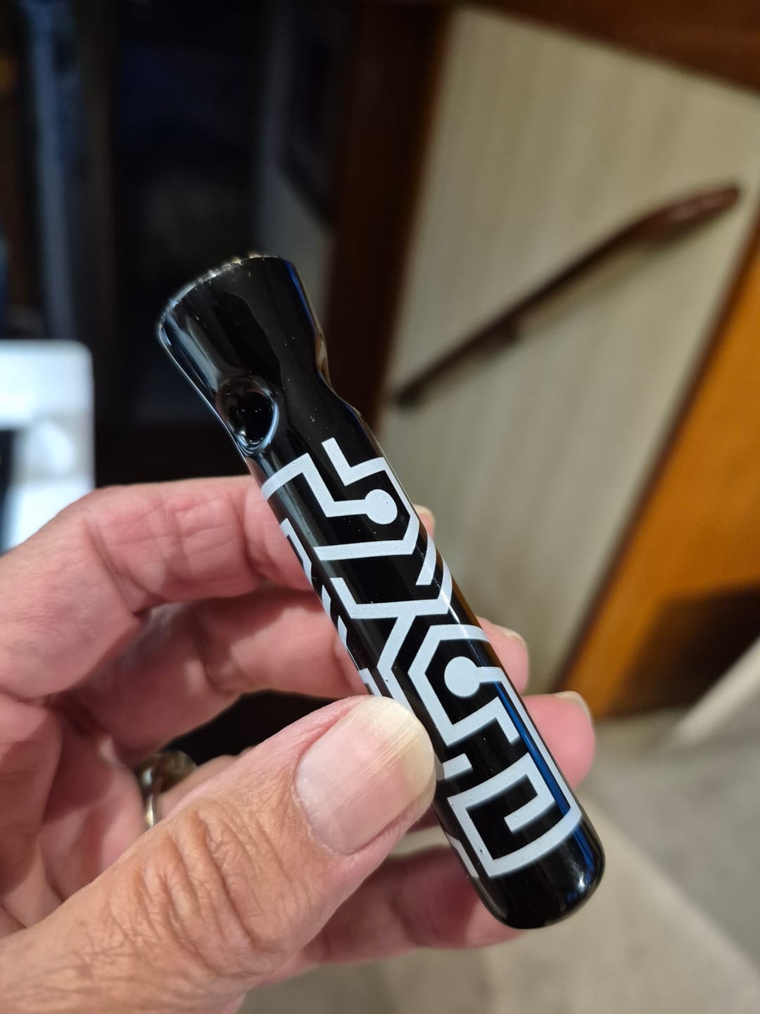 Customer photo review of Jellyfish Glass - Jax-Bat Tribal 3.5-Inch Glass Chillum Pipe