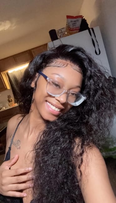 Customer photo review of MORE FACE 360 Glueless Wig Water Wave Invisi Drawstring Wear And Go Wig Quick Install Pre-Bleached And Pre-Cut HD Lace Human Hair Wigs Beginner Friendly