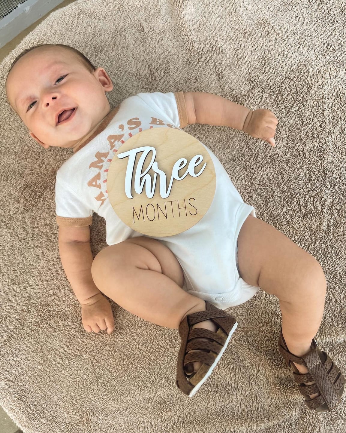 Customer photo review of Wooden Monthly Baby Milestones