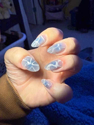 Customer photo review of Blue Mirage Almond Nails - XCOATPRESS