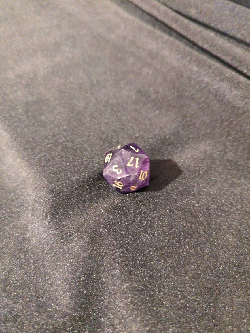Customer photo review of Dwarf Cut Purple Amethyst Gemstone Premium DND Dice Set