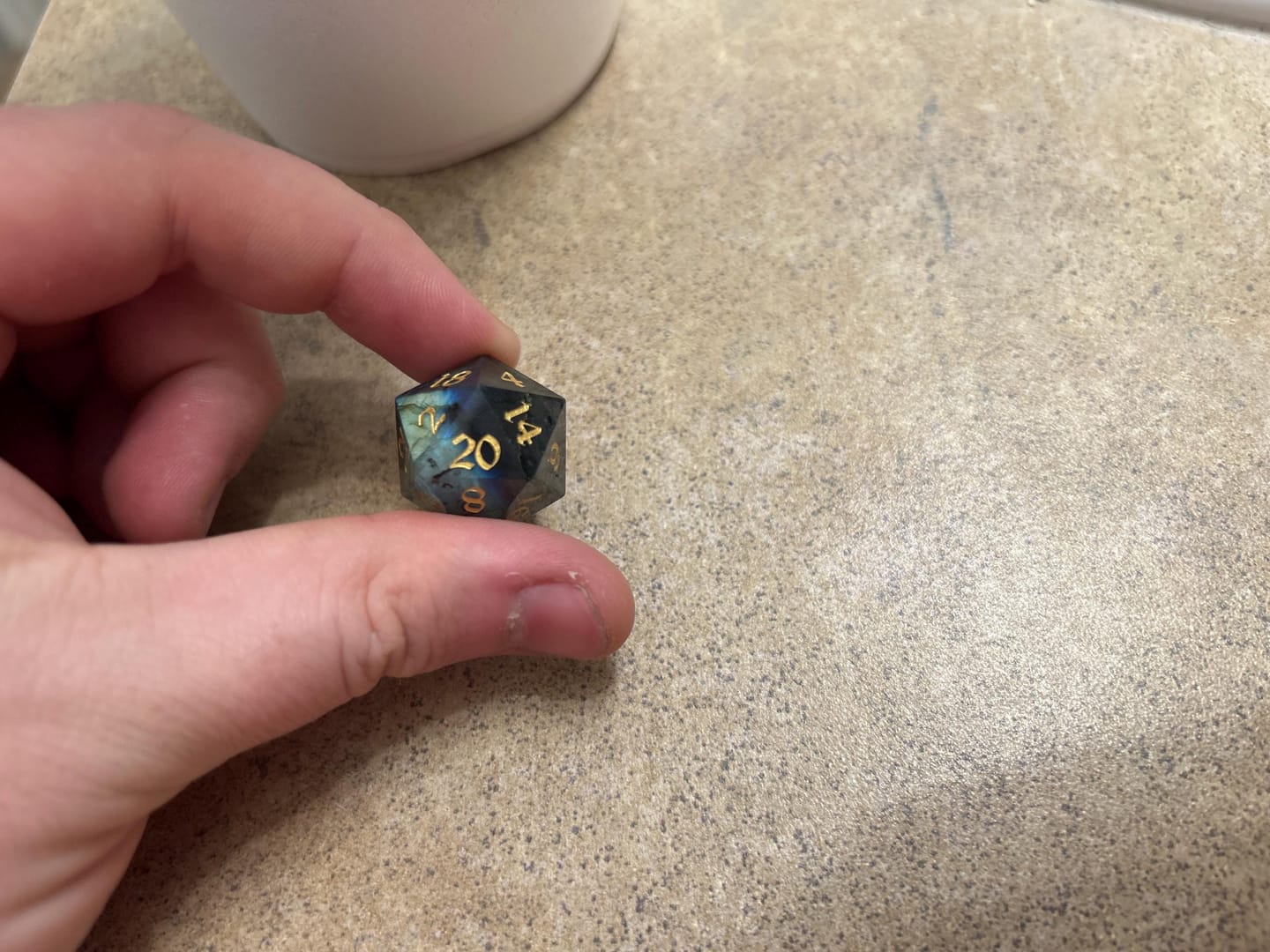 Customer photo review of Labradorite Gemstone DND Dice Set