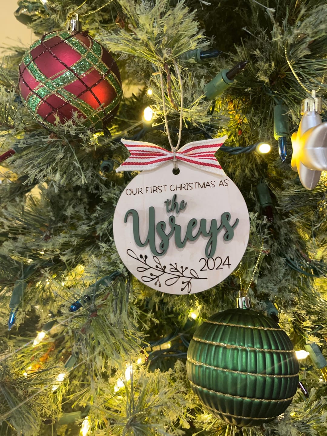 Customer photo review of Our First Christmas Married Ornament 2025