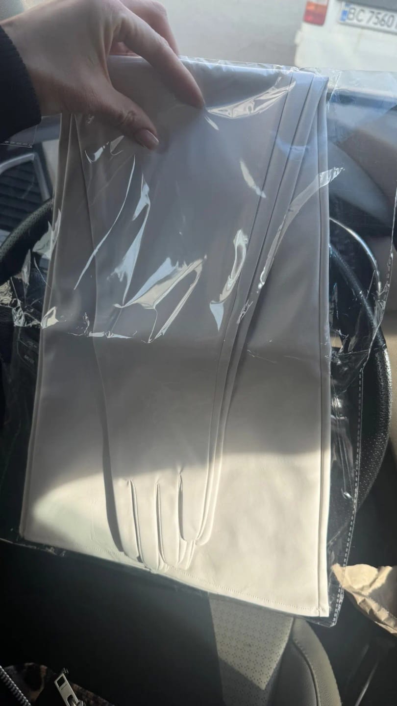 Customer photo review of PU Leather Long Gloves 85cm Draped Silhouette Driving — Black | KIMLUD