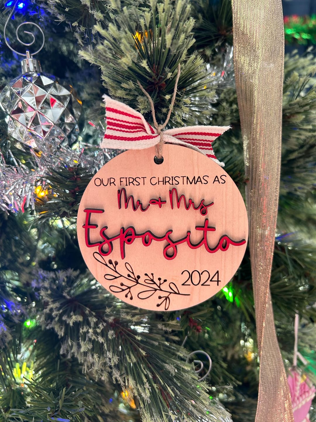 Customer photo review of Our First Christmas Married Ornament 2025